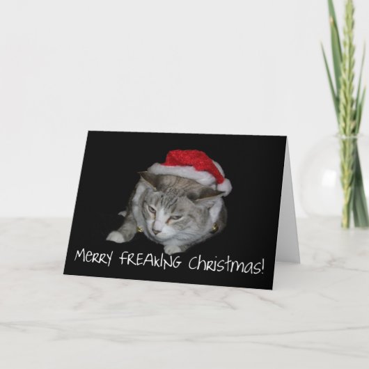 De vrolijke Kerstkaart van de Kat van Kerstmis Feestdagen Kaart (Voorkant)