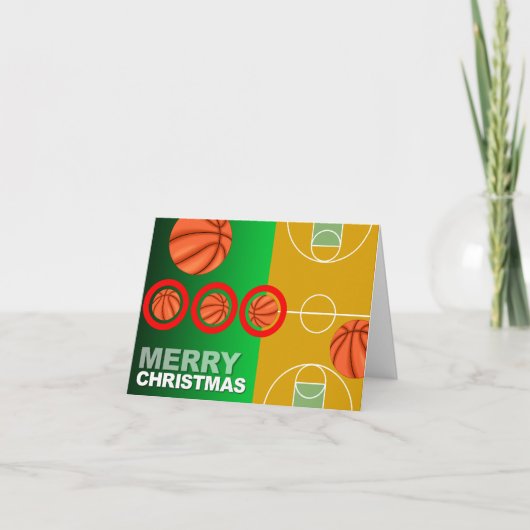 De Vrolijke Kerstkaart van het basketbal Feestdagen Kaart (Voorkant)