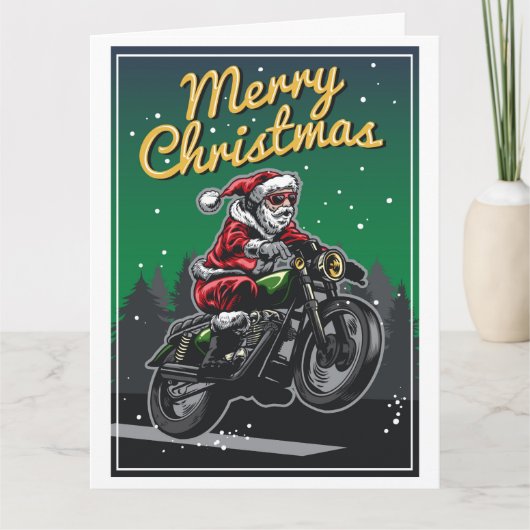 De vrolijke Kerstman van de Motorfiets van Kaart (Voorkant)