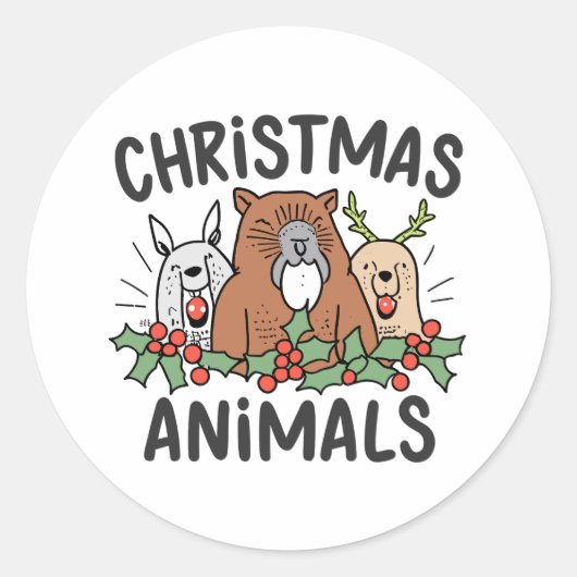 De vrolijke Kerstmis van de Beverfamilie Ronde Sticker (Voorkant)