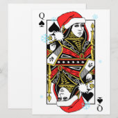 De vrolijke Koningin van Kerstmis van Spades Feestdagenkaart (Voorkant / Achterkant)