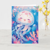 De vrolijke kwal gloeit kaart (Gele Bloem)