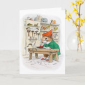 De vrolijke Muis van het Elf van Kerstmis door Kaart (Gele Bloem)