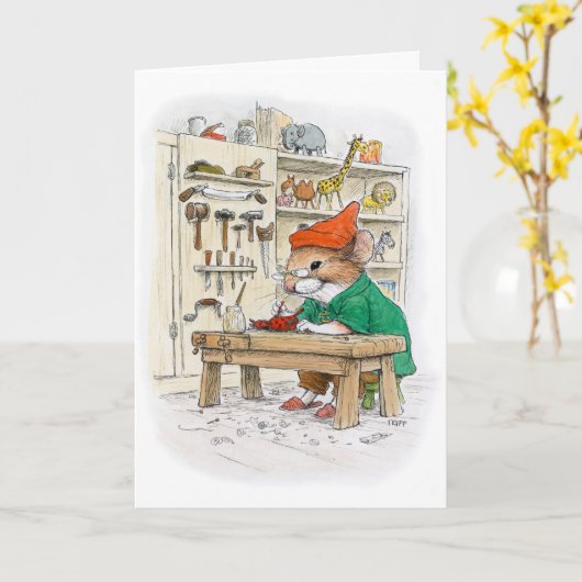 De vrolijke Muis van het Elf van Kerstmis door Kaart (Gele Bloem)