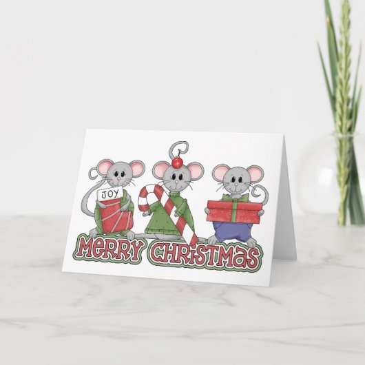 De vrolijke Muizen van Kerstmis Feestdagen Kaart (Voorkant)