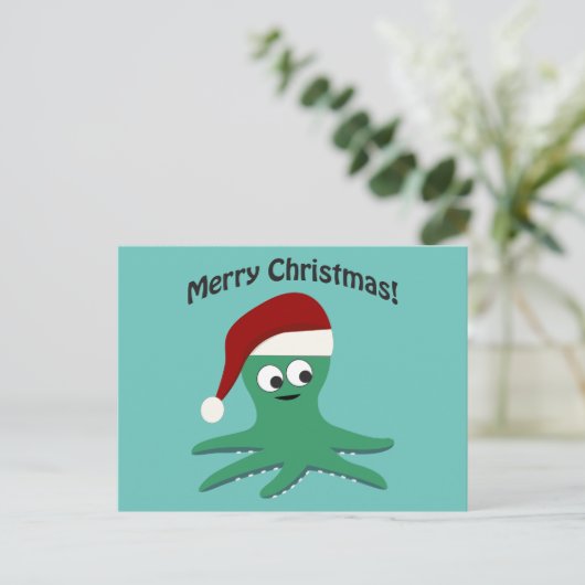 De vrolijke Octopus van Kerstmis Feestdagenkaart (Staand voorkant)