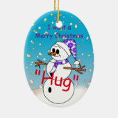 De vrolijke Omhelzing van Kerstmis Keramisch Ornament (Achterkant)