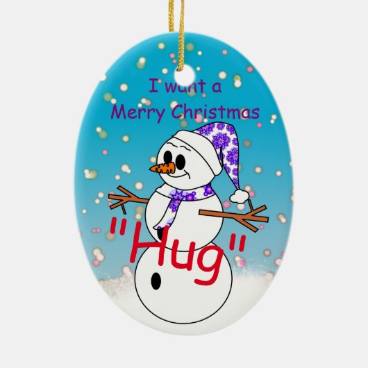 De vrolijke Omhelzing van Kerstmis Keramisch Ornament (Achterkant)