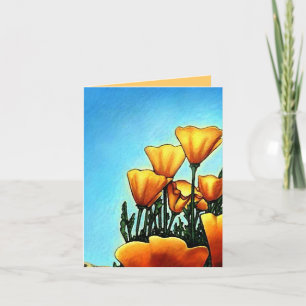 De vrolijke Oranje Bloemen van de Papaver DANKEN U Bedankkaart