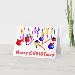 De vrolijke Ornamenten van Kerstmis Feestdagen Kaart