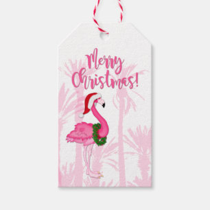 De vrolijke Palmen van de Flamingo van Kerstmis Cadeaulabel