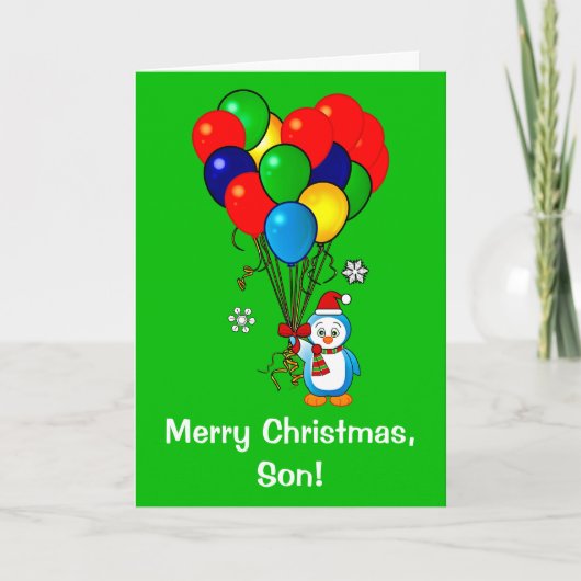 De vrolijke Pinguïn van de Zoon van Kerstmis met Feestdagen Kaart (Voorkant)