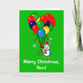 De vrolijke Pinguïn van de Zoon van Kerstmis met Feestdagen Kaart