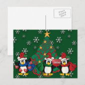 De vrolijke Pinguïnen van de Cartoon van Kerstmis Feestdagenkaart (Voorkant / Achterkant)
