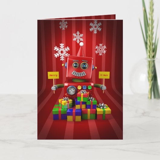 De vrolijke Robot van Kerstmis Feestdagen Kaart (Voorkant)