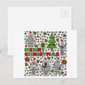 De vrolijke Robots van Kerstmis Feestdagenkaart (Voorkant / Achterkant)