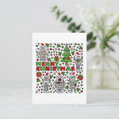 De vrolijke Robots van Kerstmis Feestdagenkaart (Staand voorkant)