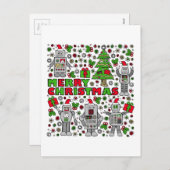 De vrolijke Robots van Kerstmis Feestdagenkaart (Voorkant / Achterkant)