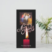 De vrolijke Rode Kaars van de Scène van de Feestdagenkaart (Staand voorkant)