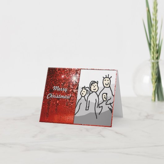 De vrolijke Rode Vorst van Kerstmis met Foto Feestdagen Kaart (Voorkant)