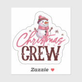 De vrolijke Roze Sneeuwman Sticker (Vel)