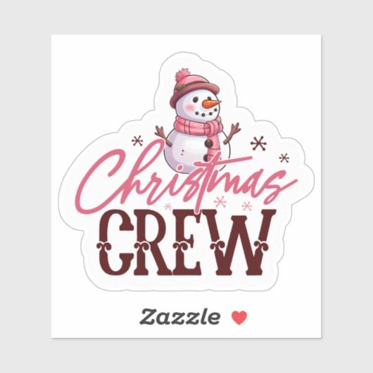 De vrolijke Roze Sneeuwman Sticker (Vel)