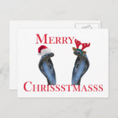 De vrolijke Slangen van Kerstmis in het Pet van Feestdagenkaart (Voorkant / Achterkant)