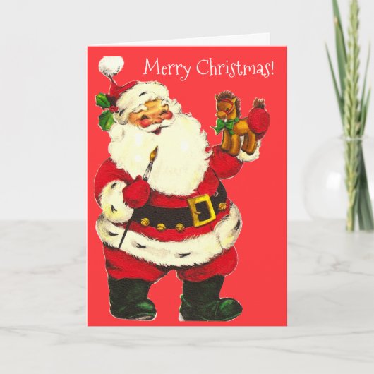 De vrolijke Speelgoed-maker Feestdagen Kaart (Voorkant)