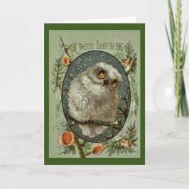 De vrolijke Uil van Kerstmis Feestdagen Kaart