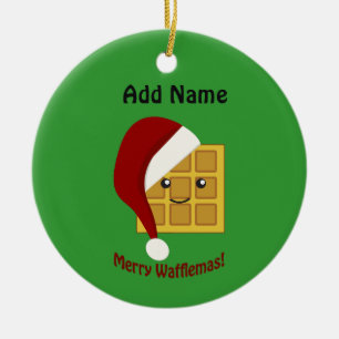 De vrolijke Wafel van Kerstmis Wafflemas Keramisch Ornament