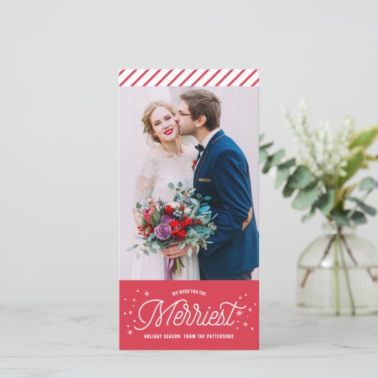 De vrolijkste feestdagen typografie foto Kerstmis Feestdagenkaart (Staand voorkant)