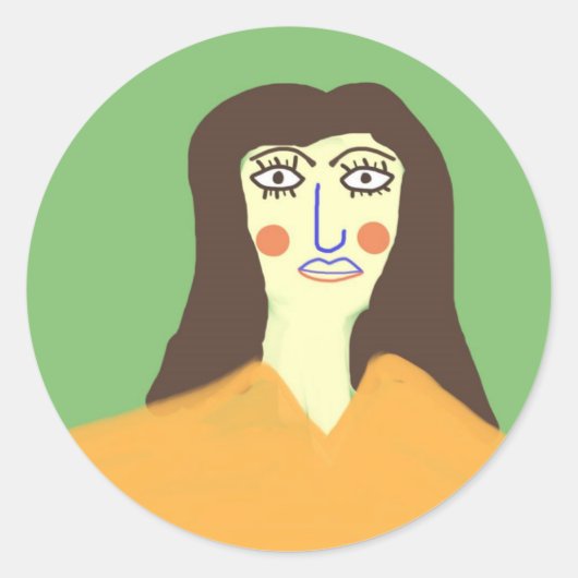 De vrouw abstracte kunst ronde sticker (Voorkant)