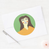 De vrouw abstracte kunst ronde sticker (Envelop)