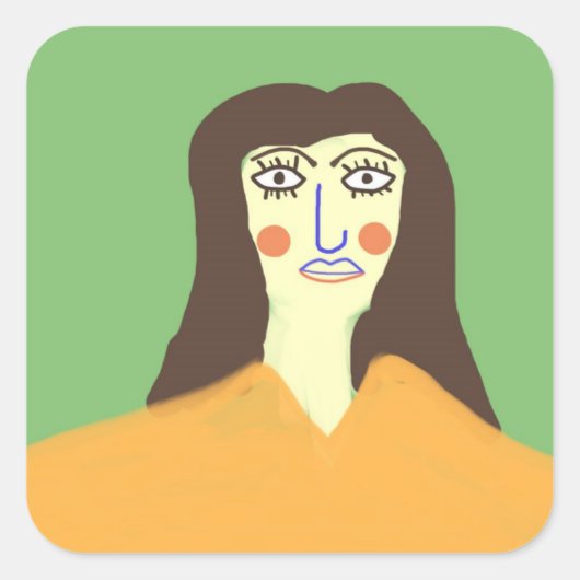 De vrouw abstracte kunst vierkante sticker (Voorkant)