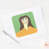De vrouw abstracte kunst vierkante sticker (Envelop)
