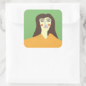De vrouw abstracte kunst vierkante sticker (Tas)