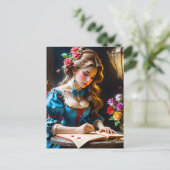 De vrouw die deze alinea schrijft heeft een zachte feestdagenkaart (Staand voorkant)