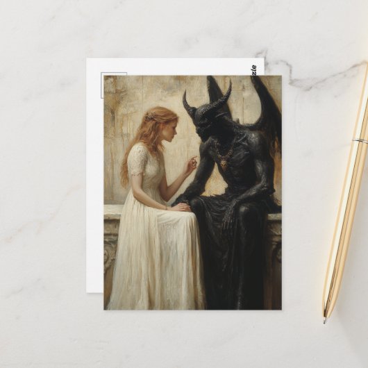 De vrouw en de demon briefkaart (Voorkant / Achterkant in situ)