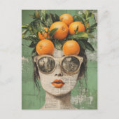 De vrouw en de sinaasappels collage briefkaart (Voorkant)