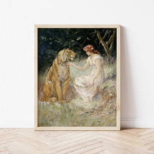 De vrouw en de tijger   Frederick Stuart Church Poster