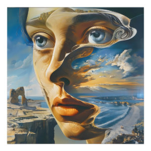 De vrouw en het surrealisme foto afdruk
