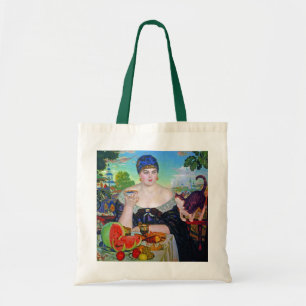 De vrouw en kat van de handelaar door Boris Kustod Tote Bag