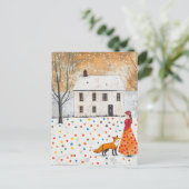 De Vrouw en Rode Vos Briefkaart (Staand voorkant)