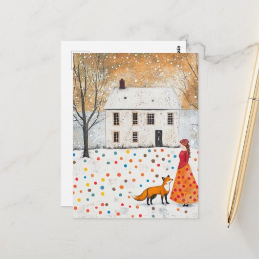 De Vrouw en Rode Vos Briefkaart (Voorkant / Achterkant in situ)
