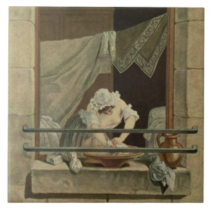 De vrouw, gegraveerd door J. Laurent Julien (c1) Tegeltje