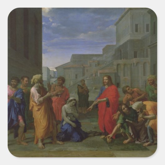 De vrouw in Adultery, 1653 Vierkante Sticker (Voorkant)