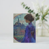 De vrouw in blauw briefkaart (Staand voorkant)