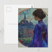 De vrouw in blauw briefkaart (Voorkant / Achterkant)