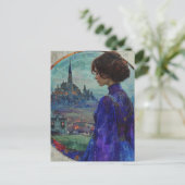 De vrouw in blauw briefkaart (Staand voorkant)