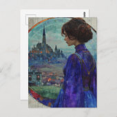 De vrouw in blauw briefkaart (Voorkant / Achterkant)